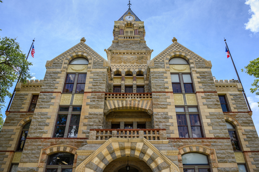 Town Square and Historic Fayette County Courthouse built in 1890. La Grange City in Fayette County in Southeastern Texas, United States